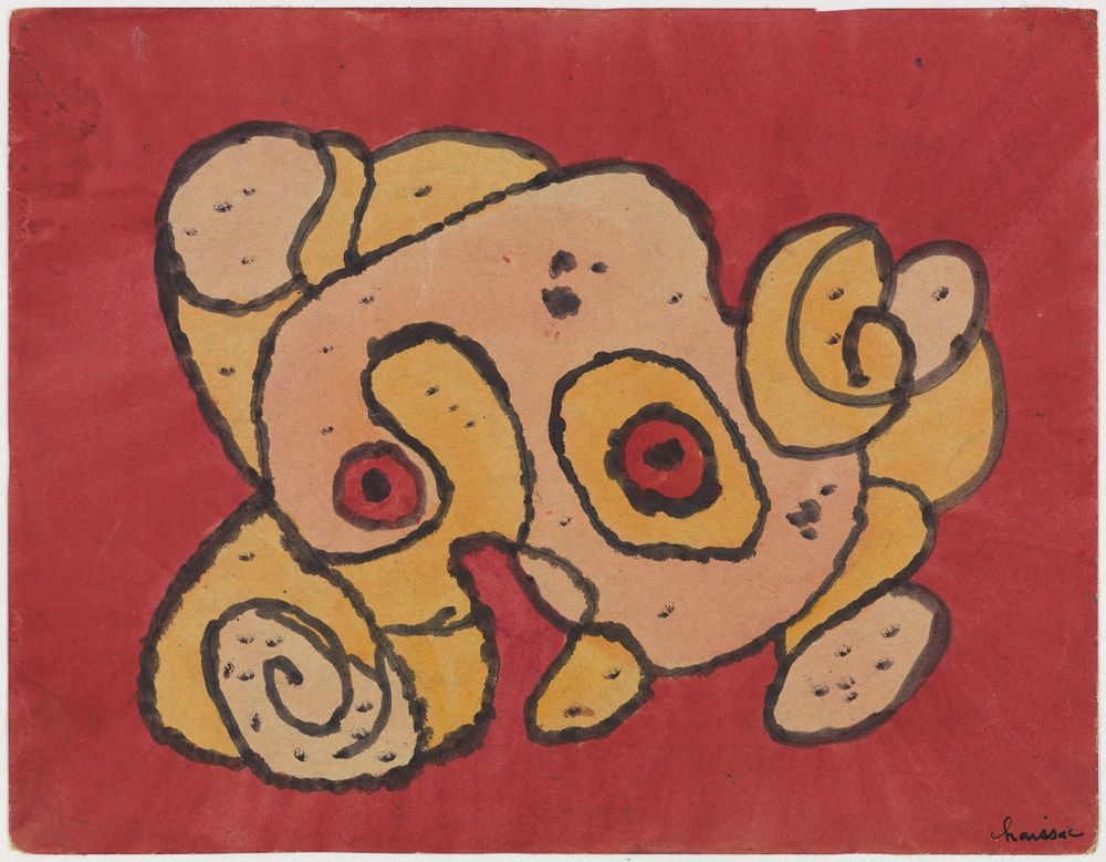 Gaston Chaissac - Komposition mit rotem Grund