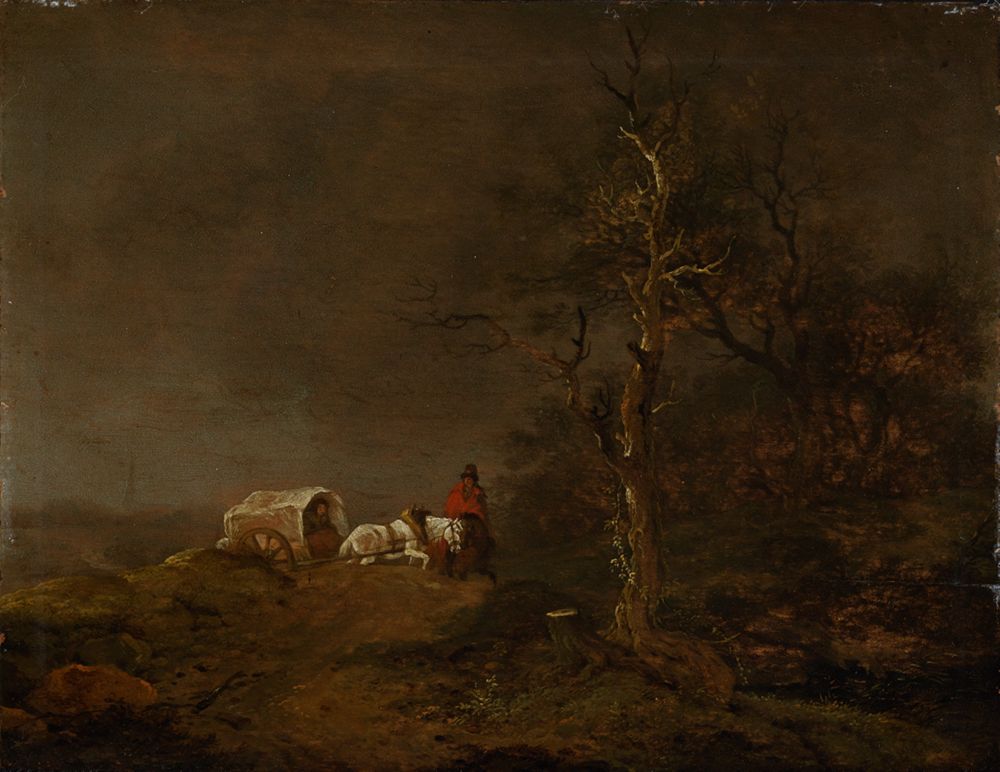 Ferdinand Kobell - Gewitterlandschaft mit Bauernwagen
