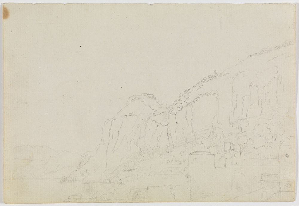 Friedrich Weinbrenner(?) - Skizzenbuchblatt (verso: Weinbrenner bei der Arbeit)
