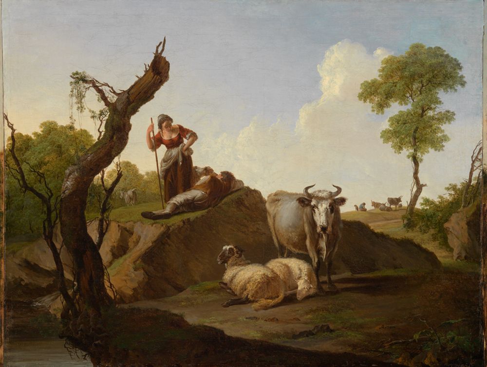 Nicolas Henri Joseph de Fassin - Landschaft mit Herde und Hirtenpaar