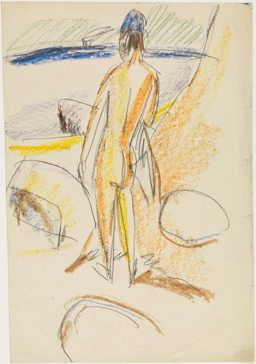 Ernst Ludwig Kirchner - Stehender Rückenakt An den Steinen (Fehmarn)
