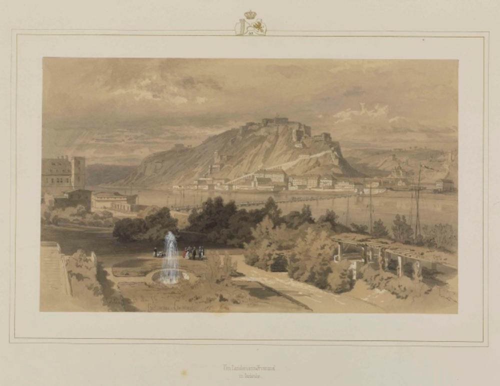 Karl Lindemann-Frommel - Blick von Koblenz auf Burg und Festung Ehrenbreitstein
