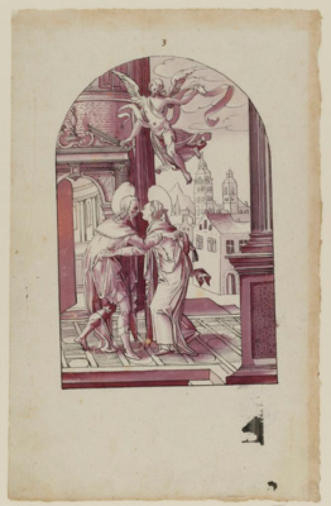 Tobias Müller (1629) - Entwurf für ein Mittelbild mit der Begegnung an der Goldenen Pforte