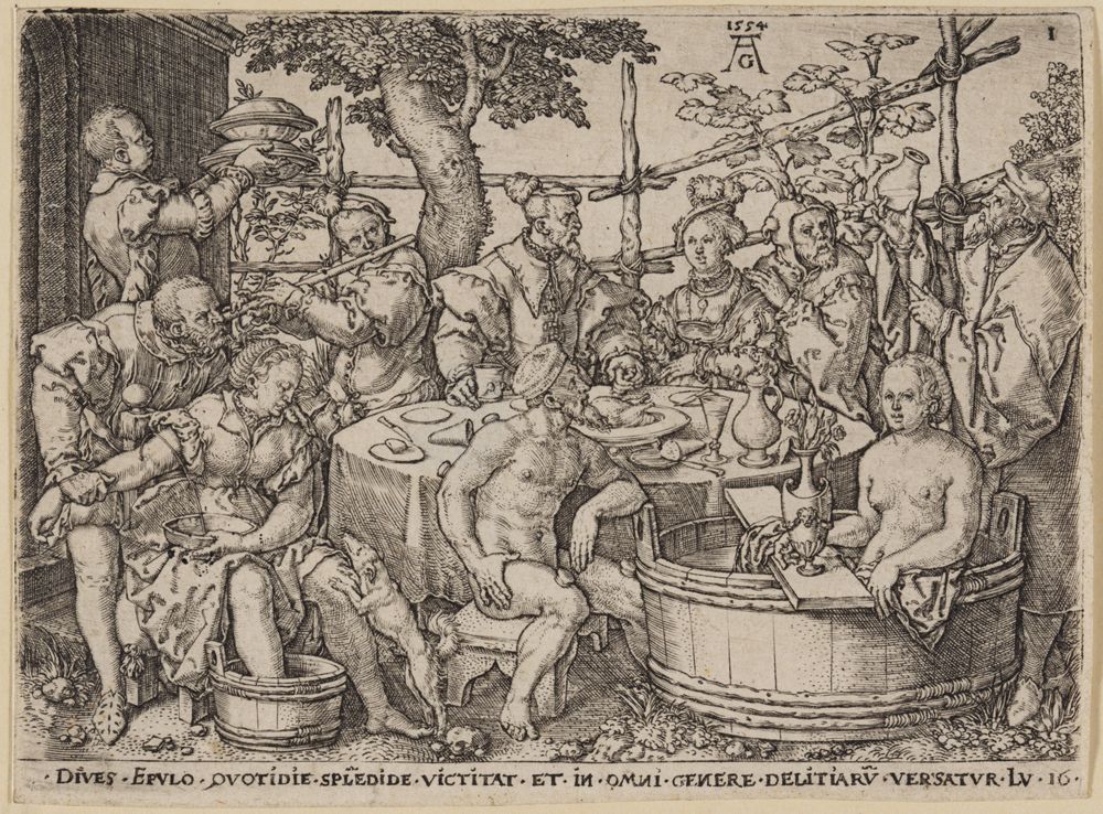 Heinrich Aldegrever - Der reiche Mann bei Tisch (Der reiche Mann und der arme Lazarus)