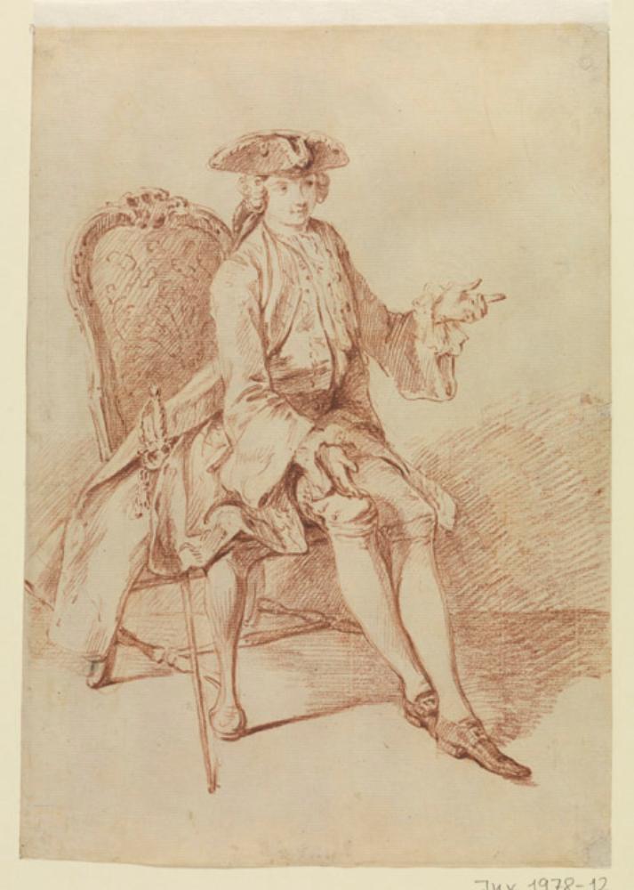 Hubert-François Gravelot - Junger Kavalier, auf einem Stuhl sitzend