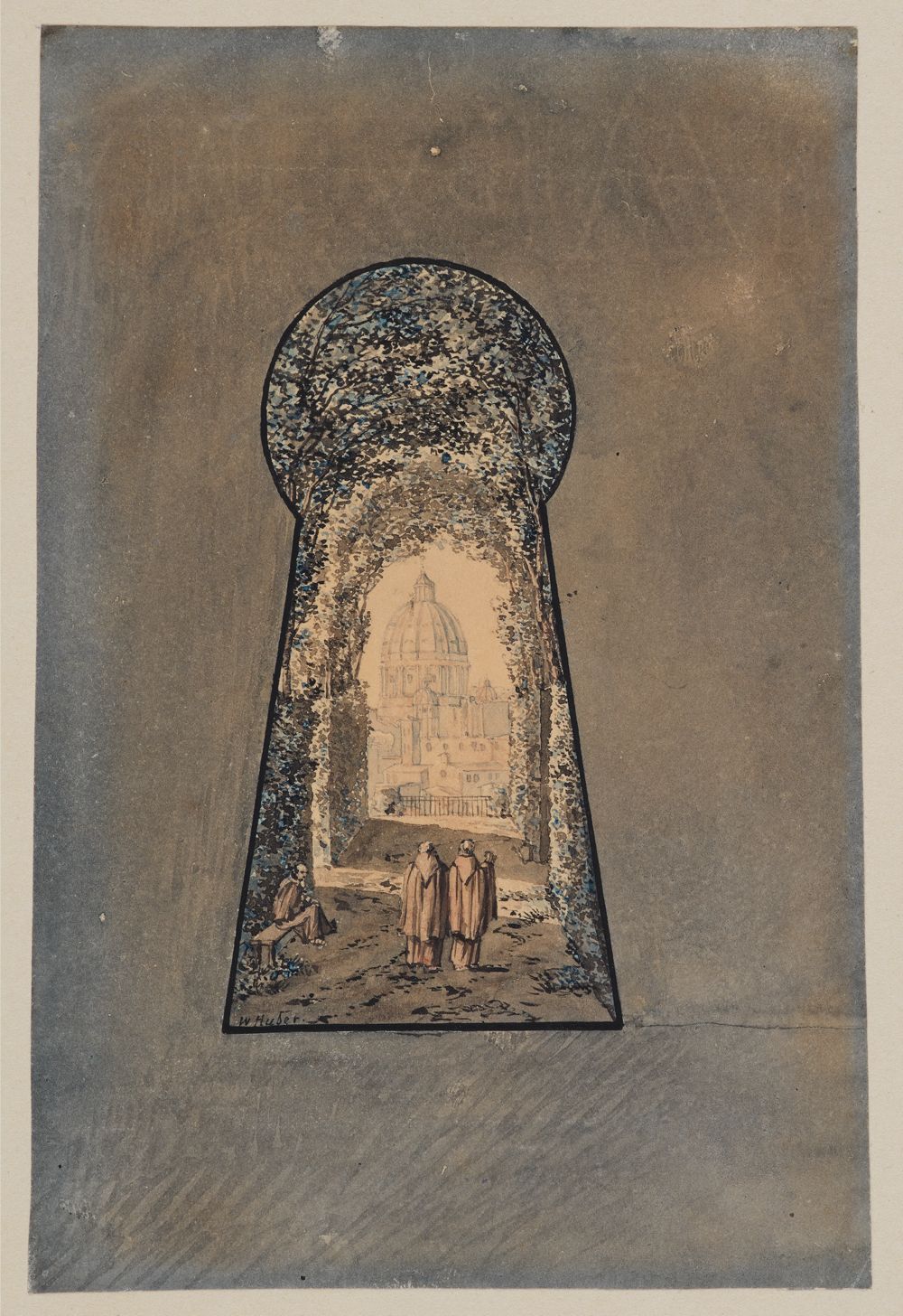 Jakob Wilhelm Huber - Blick von der Villa Malta durchs Schlüsselloch auf St. Peter