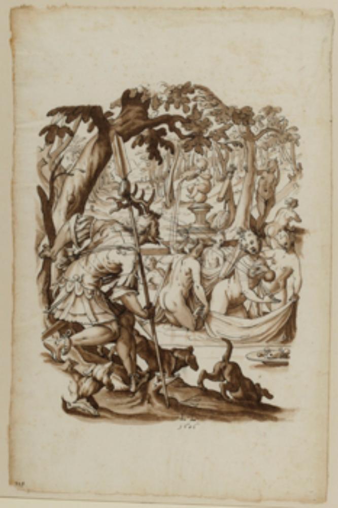 Lorenz Lingg - Entwurf für ein Mittelbild mit Diana und Aktäon