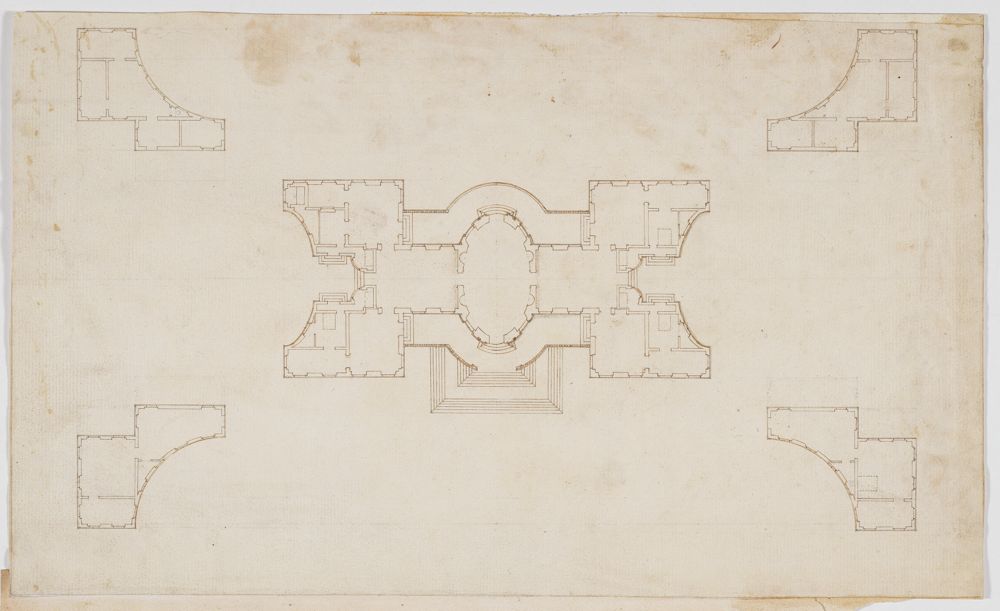 Domenico Egidio Rossi - Grundriss des Jagdschlosses Niederweiden (Schloss des Grafen Starhemberg in Engelhartstetten)