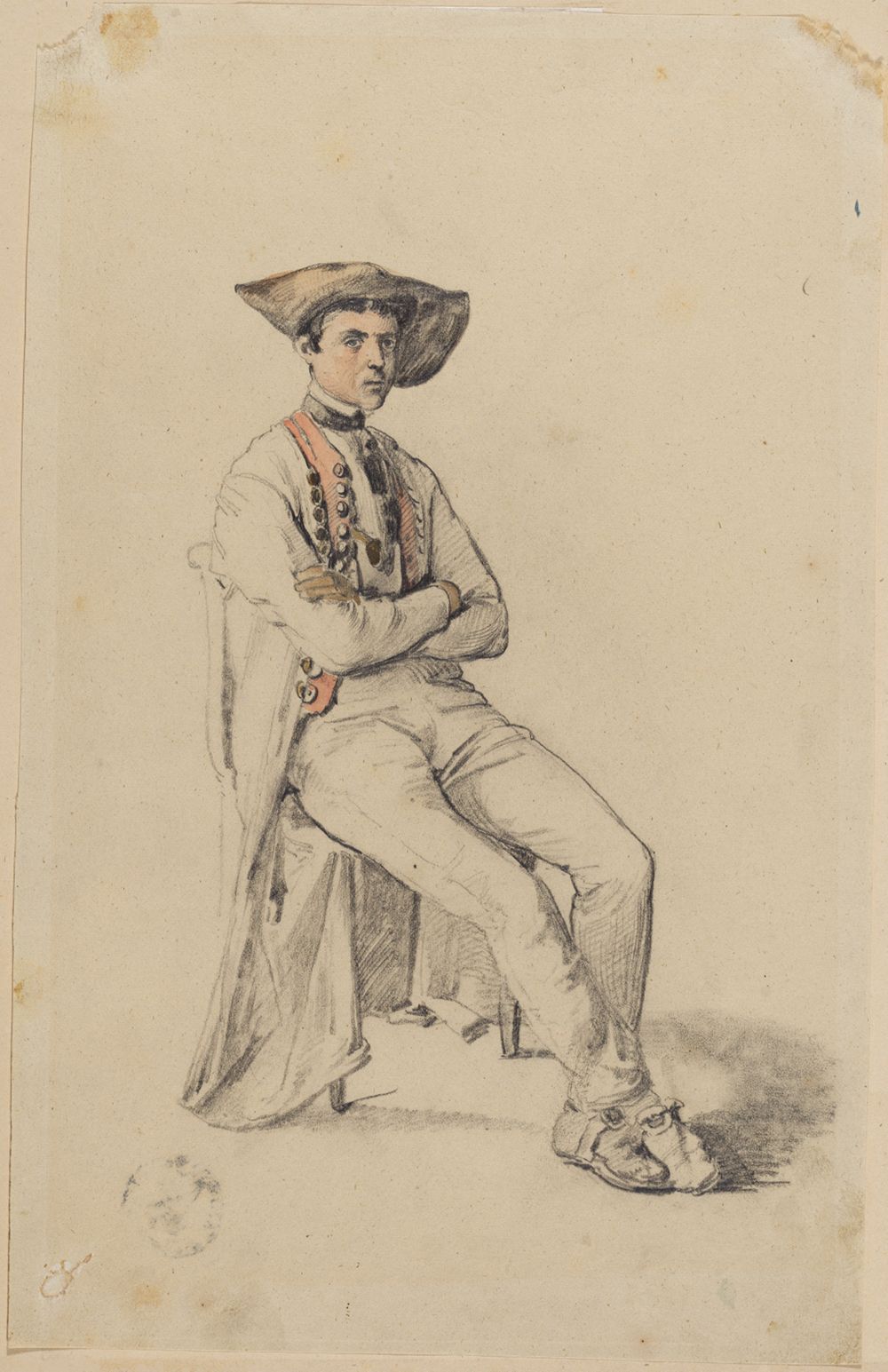 Johann Baptist Kirner - Sitzender junger Mann in Hanauer Tracht