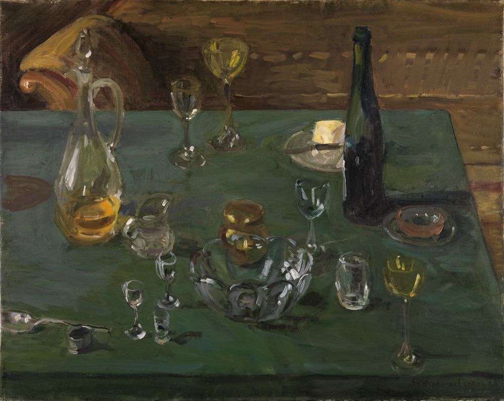 Wilhelm Schnarrenberger - Glas auf grünem Tisch