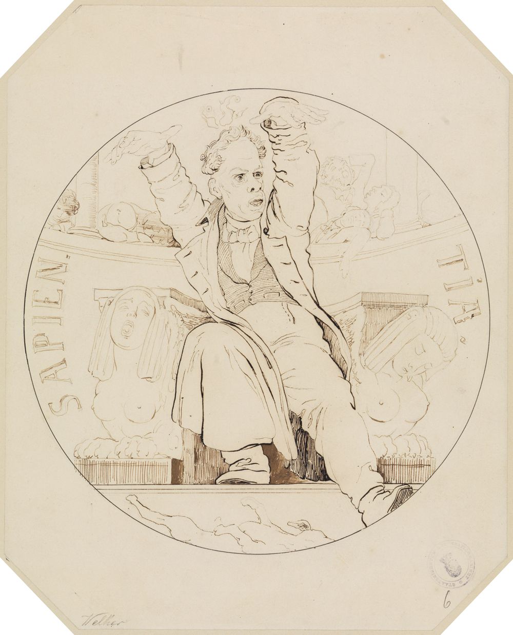 Moritz von Schwind - Sapientia (Karikatur auf Karl Theodor Welcker)