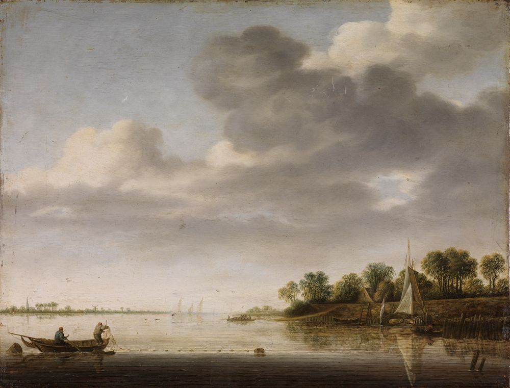 Johannes Schoeff - Flusslandschaft mit Fischern