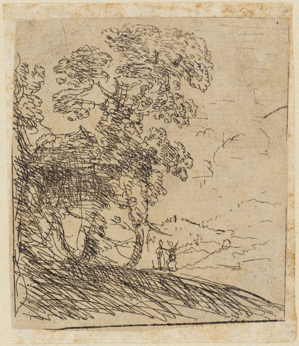 Claude Gellée gen. Lorrain - Die zwei Landschaften (Baum nach rechts, zwei Figuren)