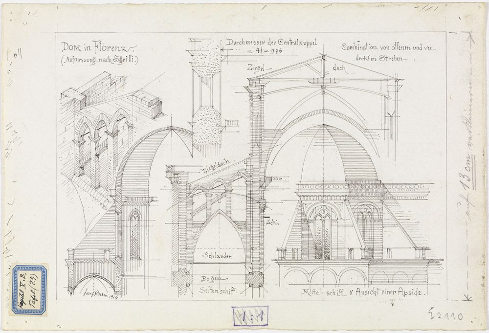 Josef Wilhelm Durm - Dom in Florenz (Aufmessung nach Sgrilli) (Kapitel V, Tafel 29)
