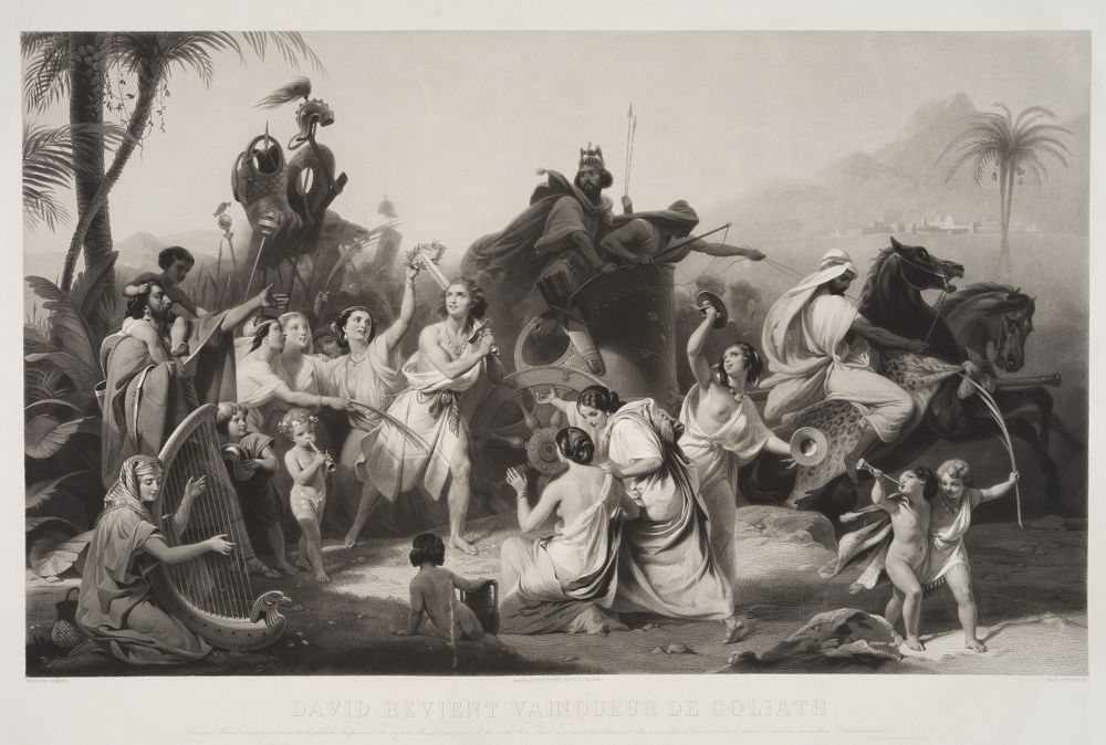 Gautier - David zieht nach dem Sieg über Goliath in Jerusalem ein, das Schwert des Riesen schulterns