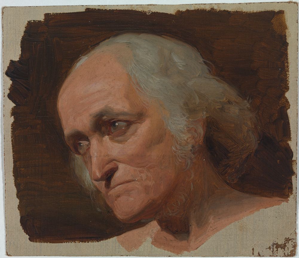 Adolf Schrödter - Studie des Kopfes eines grauhaarigen alten Mannes