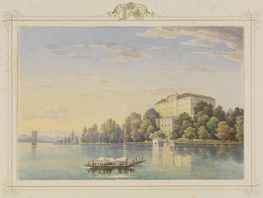 Carl Ludwig Frommel - Album der Insel Mainau: Ansicht des Schlosses vom See her
