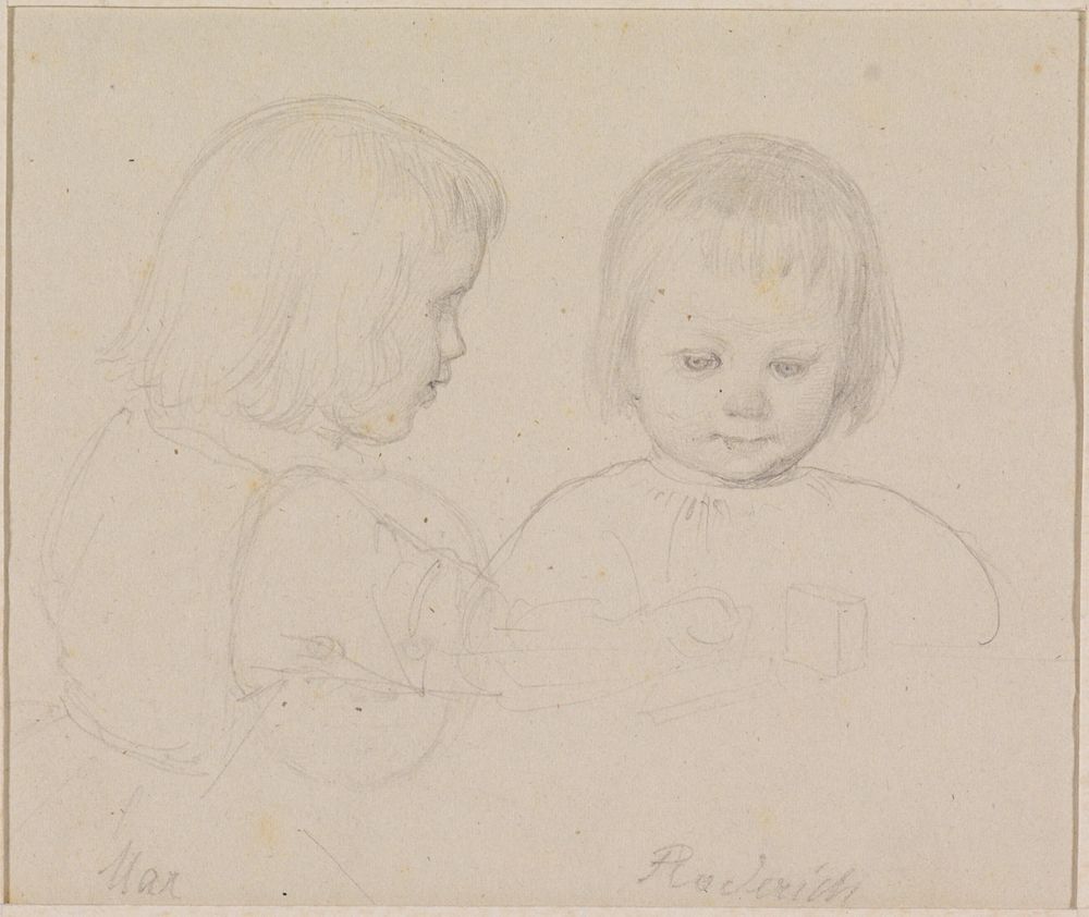 Adolf Schrödter - Kinderdoppelbildnis: Max und Roderich Schrödter, die Söhne des Künstlers