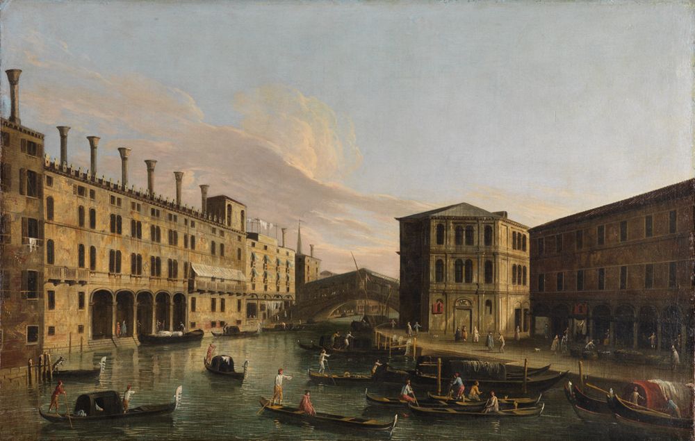 Canaletto (Nachahmer) - Canal Grande in Venedig mit Rialto Brücke von Norden