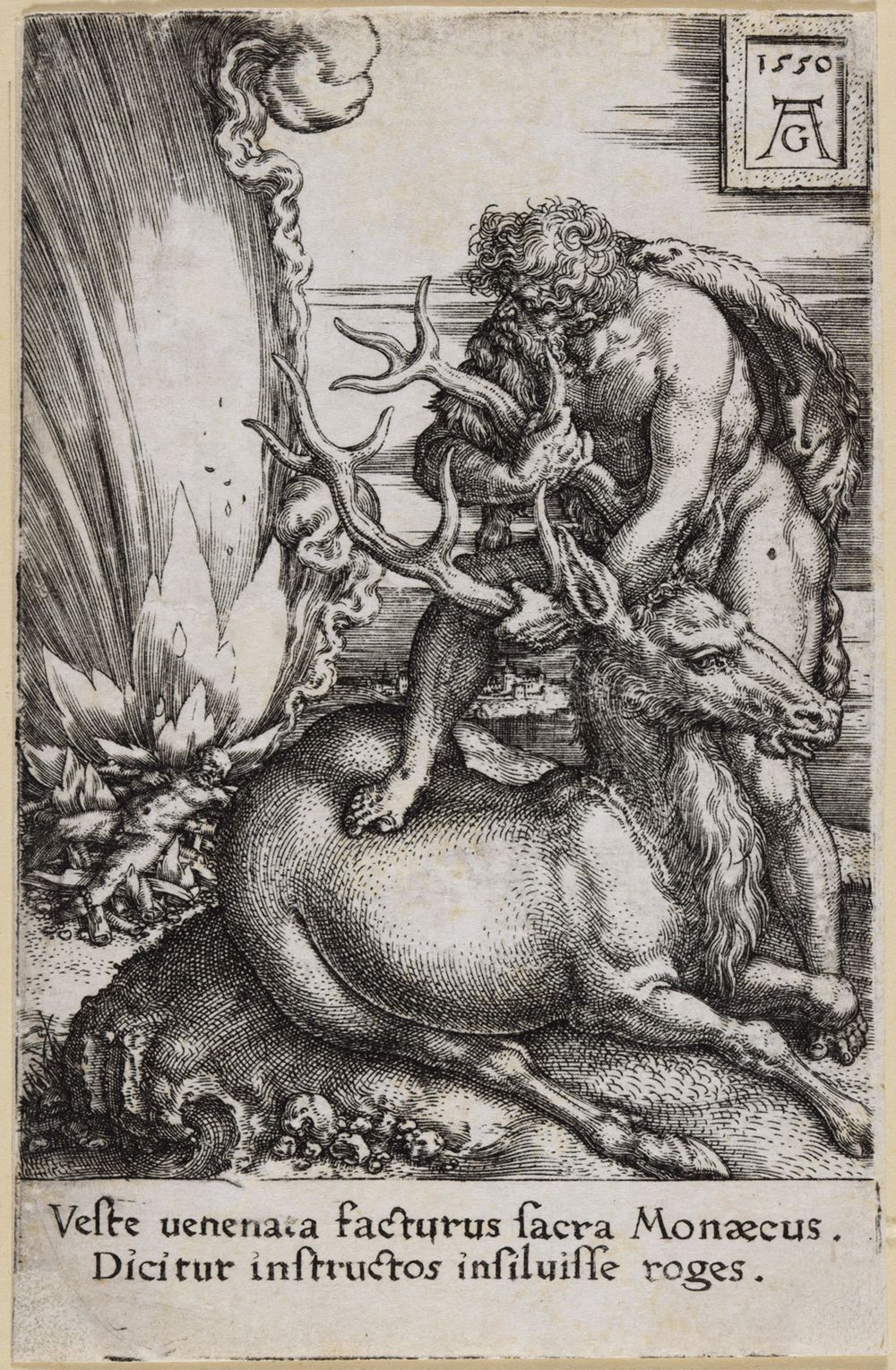 Heinrich Aldegrever - Herkules und die Hirschkuh (Taten des Herkules)