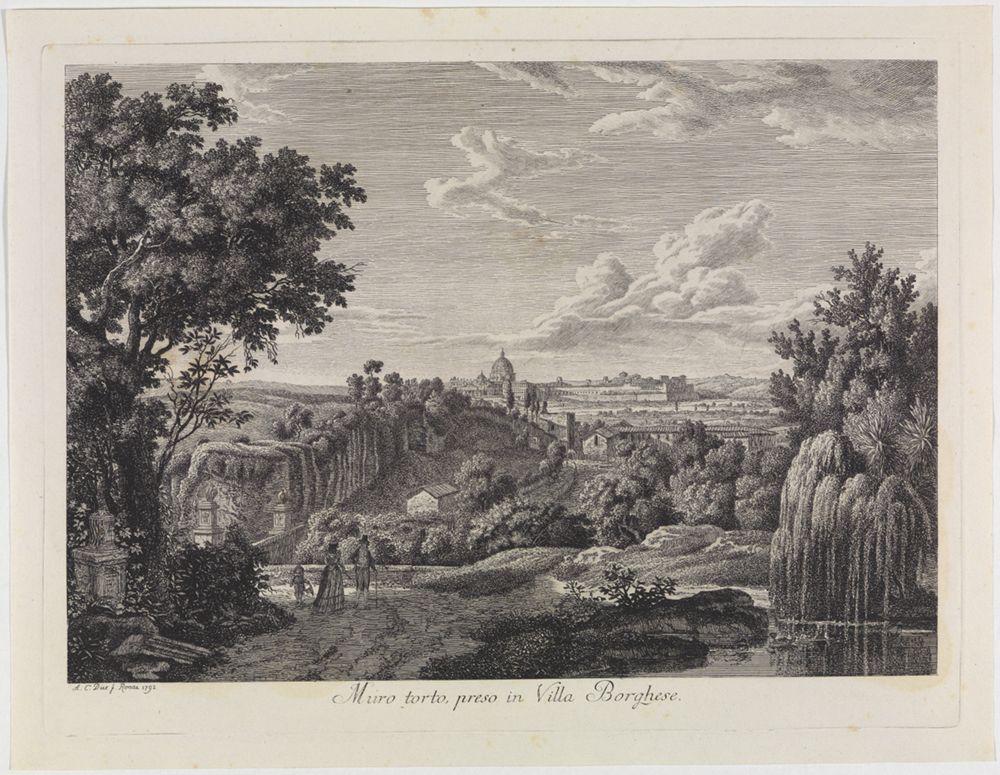 Albert Christoph Dies - Rom: Garten der Villa Borghese mit Blick auf den Pinicio und Muro Torto