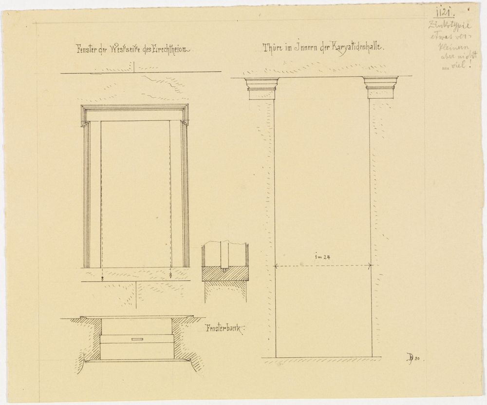 Josef Wilhelm Durm - Erechtheion, Athen, Studien zu Fenster und Türen