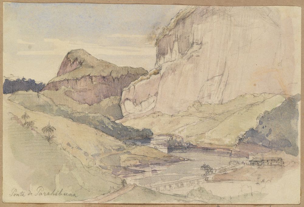Ferdinand Keller - Flusslauf mit aufragender Felswand