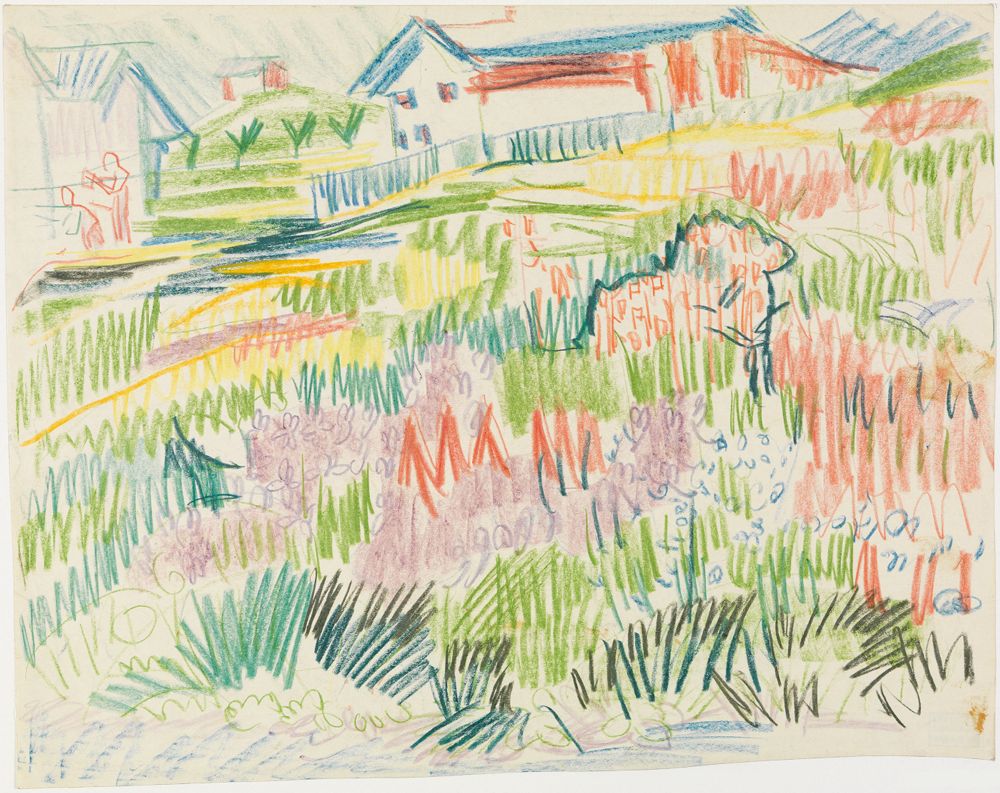Ernst Ludwig Kirchner - Blumenwiese mit Häusern