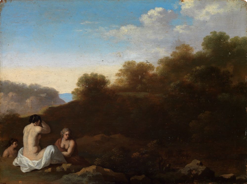 Johan van Haensbergen - Waldlandschaft mit badenden Nymphen