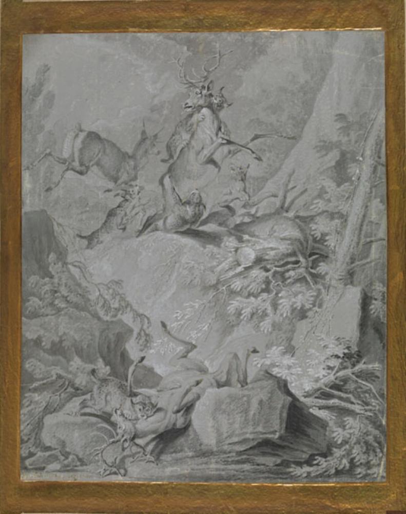 Johann Elias Ridinger - Luchse jagen Hirsche