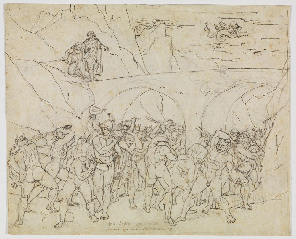 Joseph Anton Koch - Kuppler, Betrüger und Schmeichler von den Teufeln gepeitscht (Dante Inferno, Canto 18, V 79)