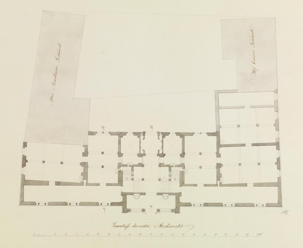 Heinrich Hübsch - Kunsthalle in Karlsruhe: Grundriss des ersten Stockwerks