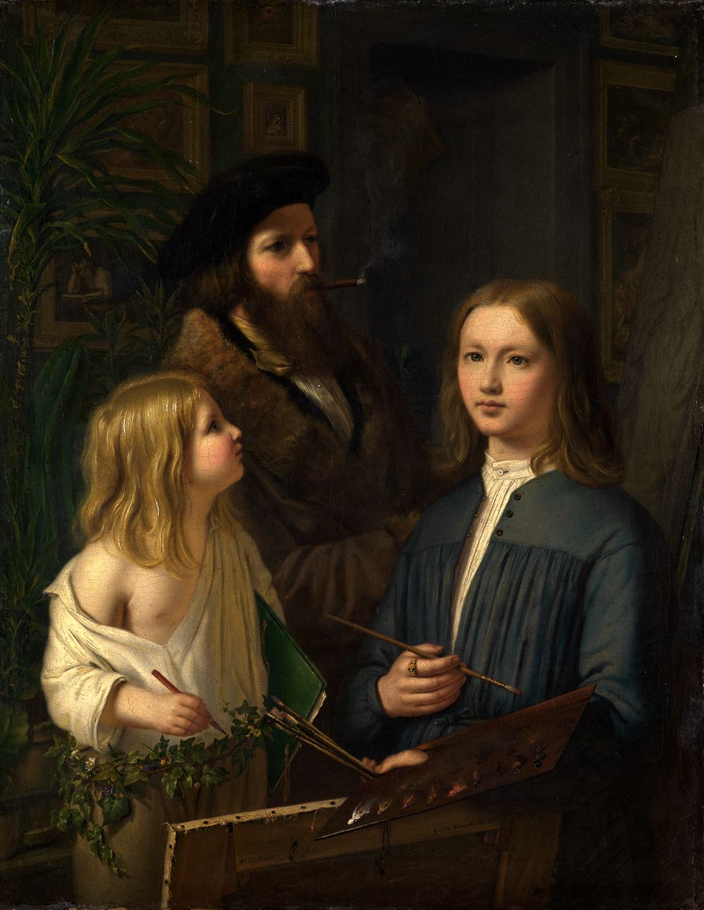 Guido Philipp Schmitt - Selbstbildnis mit dem Vater Georg Philipp und dem Bruder Nathanael