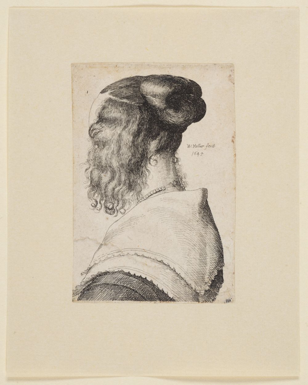 Wenzel Hollar - Weiblicher Kopf, nach links, von hinten gesehen (Hollars Frau)