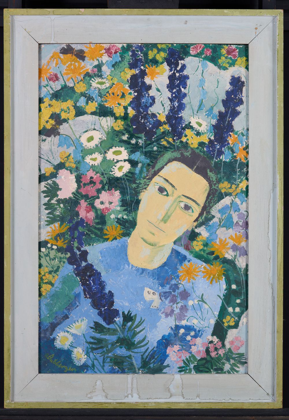 August Babberger - Blumenbild mit Mädchen