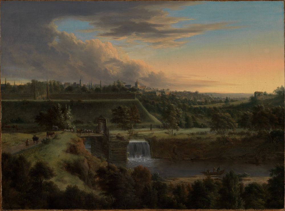 Johann Christian Vollerdt - Landschaft mit einer befestigten Stadt