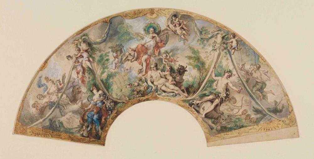 Johann Evangelist Holzer - Fächerentwurf: Drei Jahreszeiten (Sommer, Frühling, Herbst)