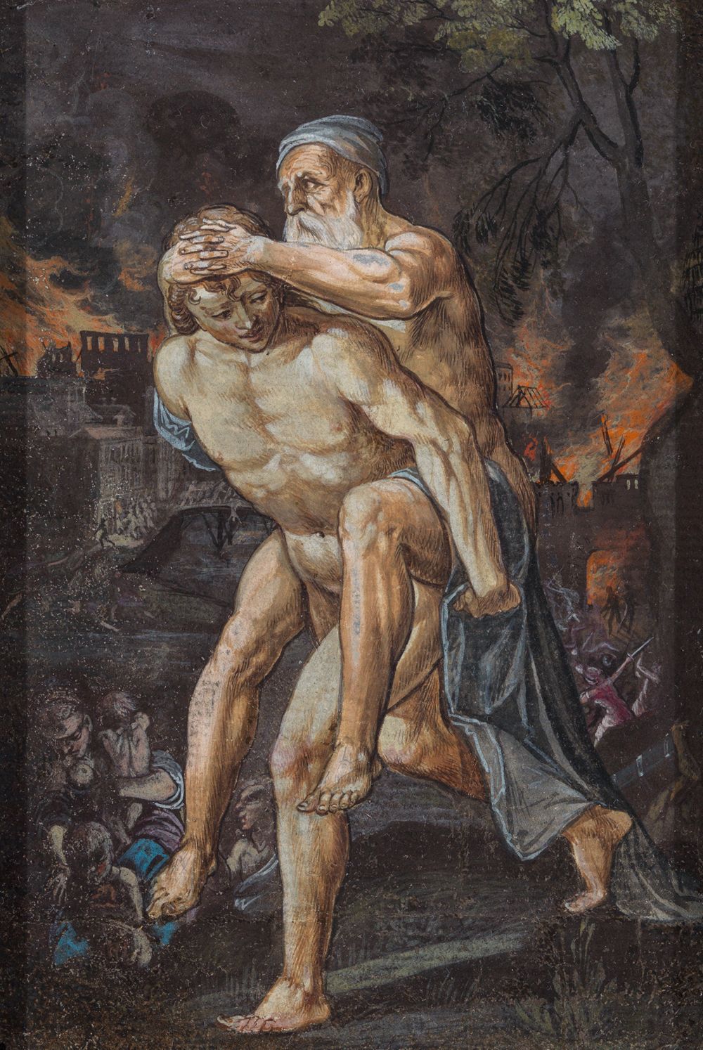 Adam Elsheimer - Aeneas rettet Anchises aus dem brennenden Troja