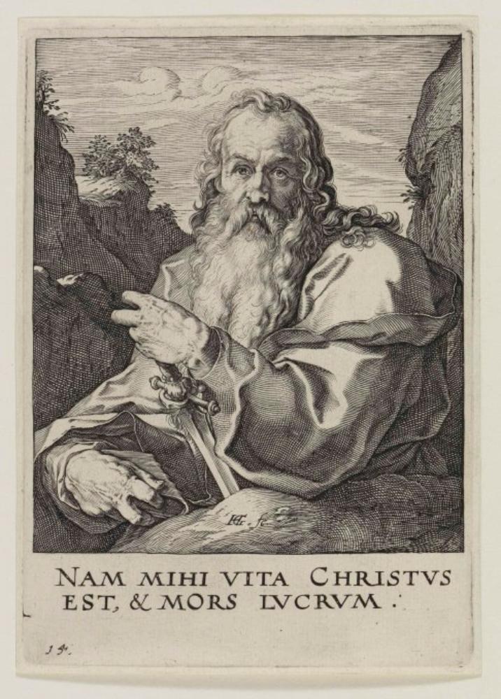 Hendrick Goltzius - Christus, die 12 Apostel mit Paulus; Blatt 14 (arabisch) (Paulus)