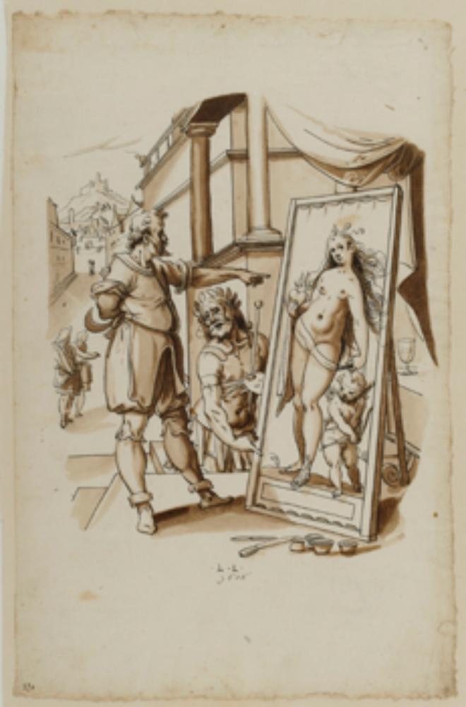 Lorenz Lingg - Entwurf für ein Mittelbild mit Apelles und dem Schuster