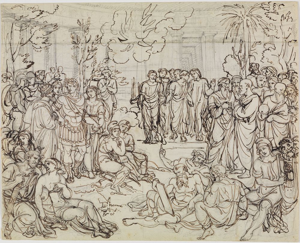 Joseph Anton Koch - Dante und Virgil bei den Heiden im Limbus (Dante Inferno, Canto 4, V 52)