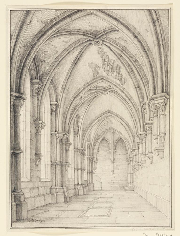 Friedrich Eisenlohr - Blick durch den südlichen Kreuzgangflügel des Klosters Maulbronn