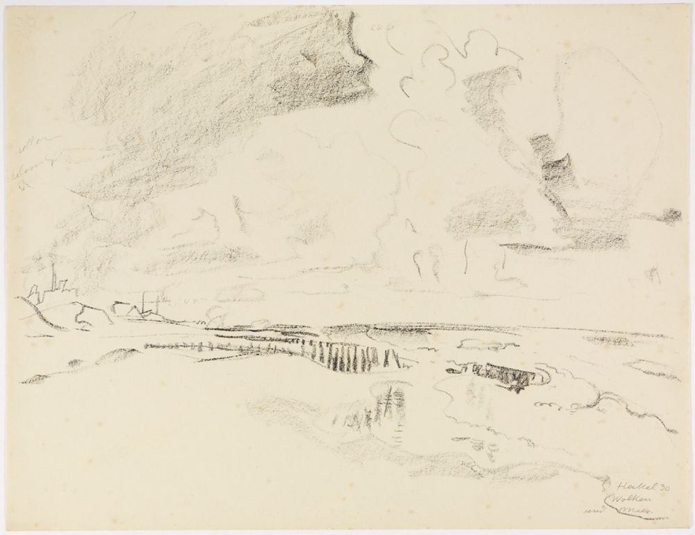 Erich Heckel - Flache Küste mit hohem Himmel (Wolken und Meer)