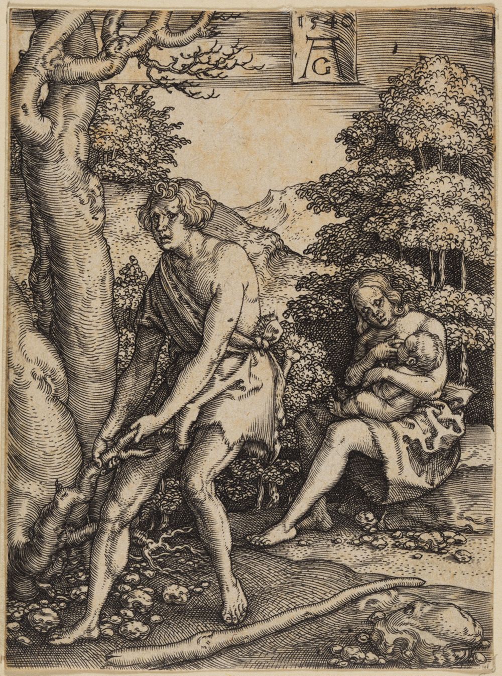 Heinrich Aldegrever - Adam und Eva bei der Arbeit (Geschichte der ersten Menschen)