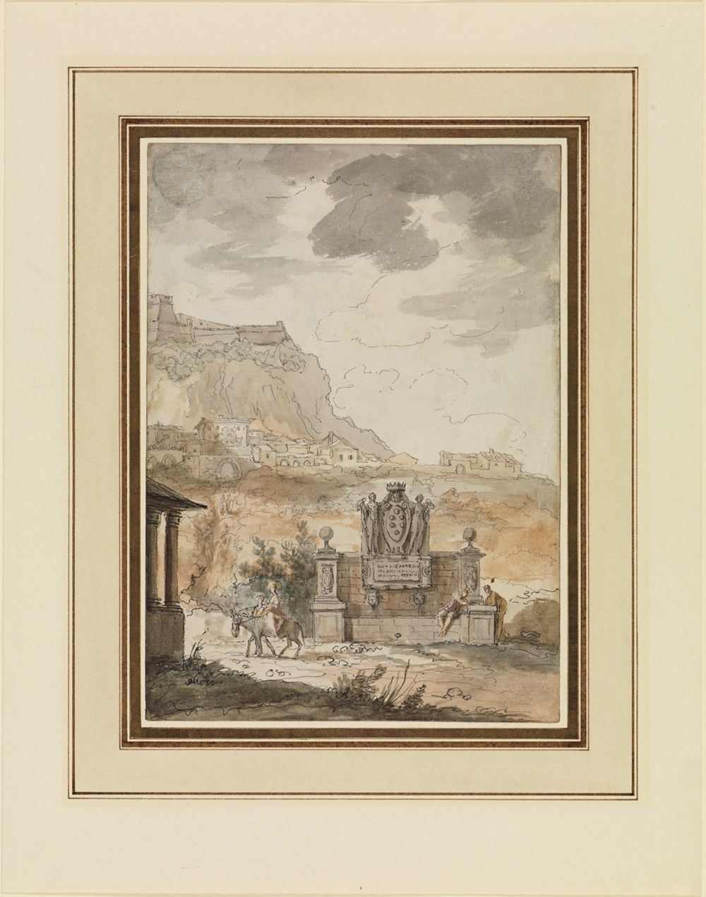 Claude Louis Chatelet - Italienische Landschaft mit Medici-Brunnen