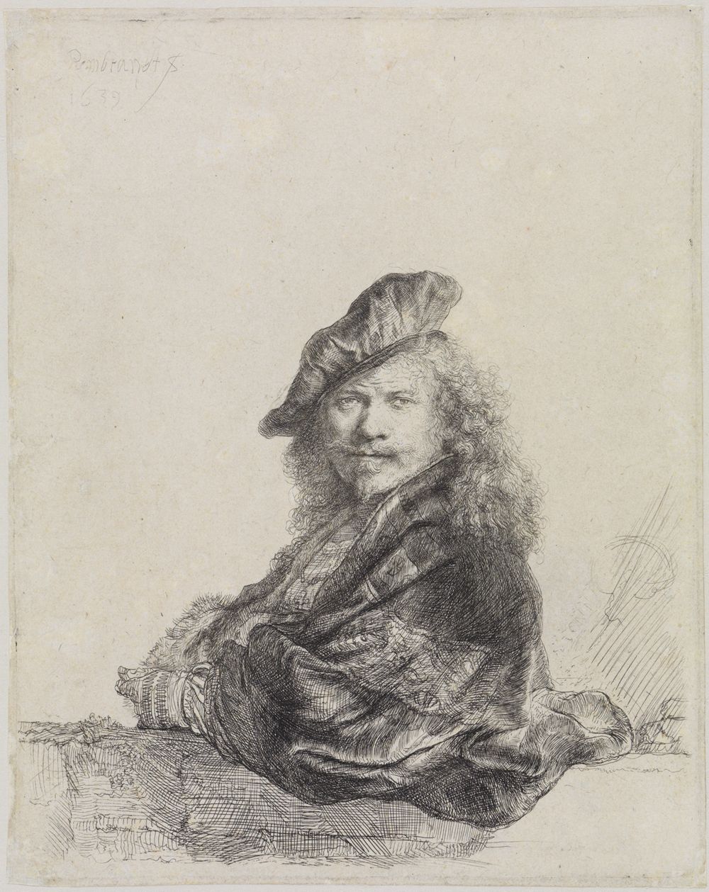Rembrandt Harmensz. van Rijn - Selbstbildnis mit dem aufgelegten Arm