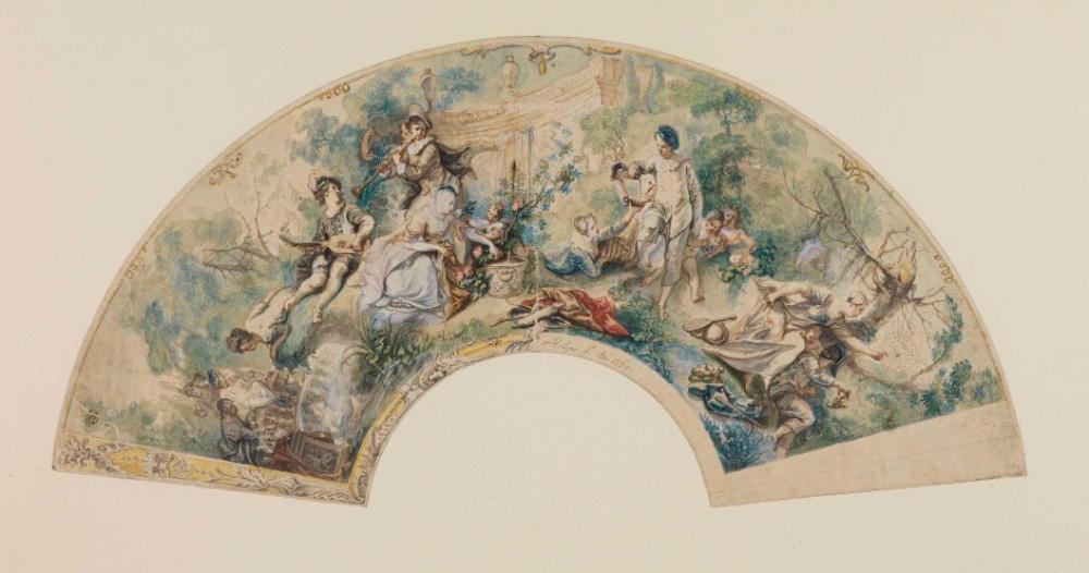 Johann Evangelist Holzer - Fächerentwurf: Die fünf Sinne