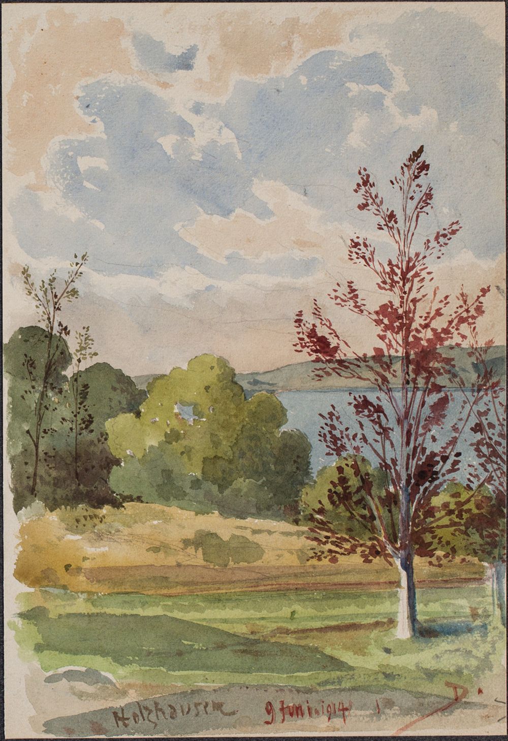 Josef Wilhelm Durm - Landschaft bei Holzhausen (Kirchen und Landschaften aus Bayern)