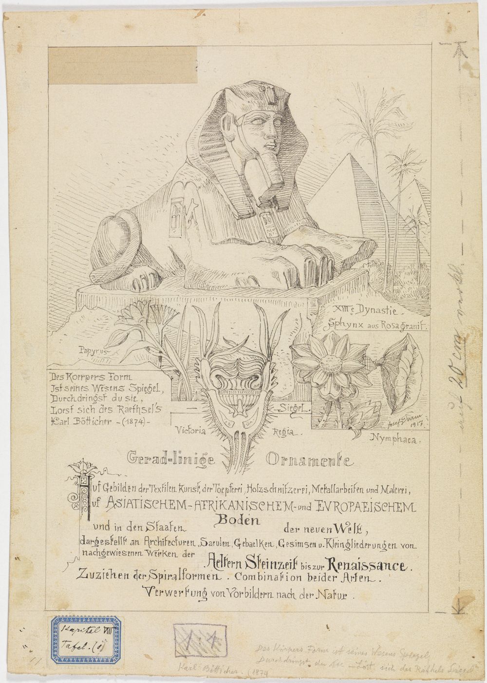 Josef Wilhelm Durm - geradlinige Ornamente - Titelblattentwurf (Kapitel VIII, Tafel 1)