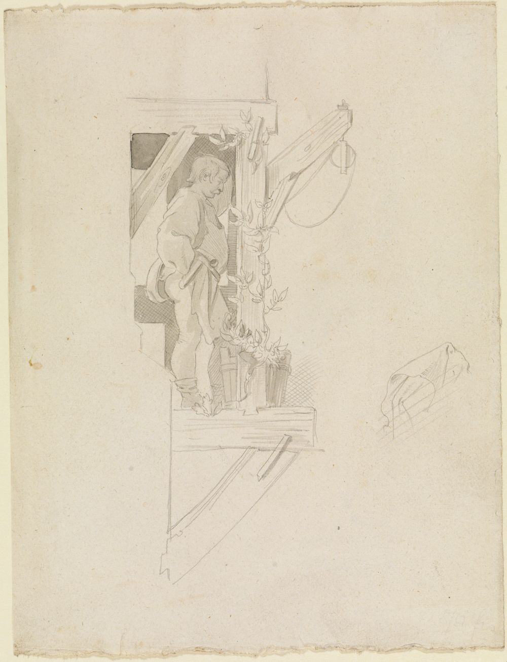 Moritz von Schwind - Moritz von Schwind auf dem Baugerüst